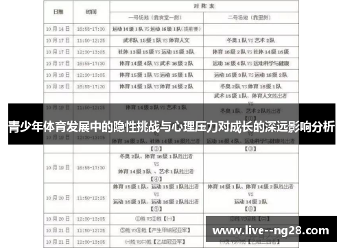 青少年体育发展中的隐性挑战与心理压力对成长的深远影响分析